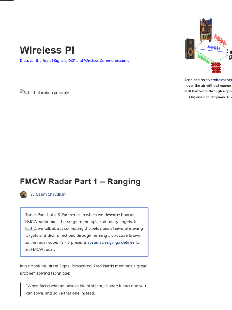 FMCW Radar Part 1 - Ranging - Wireless Pi | PDF