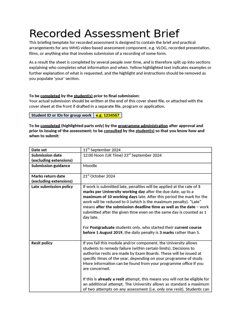 SPA WM999-15 Recorded Assessment Brief - Assignment 2 - Final | PDF ...