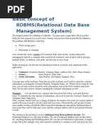 Relational Data Base Management System