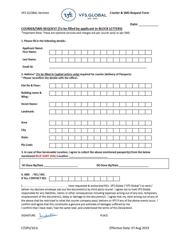 Courier Request Form | PDF