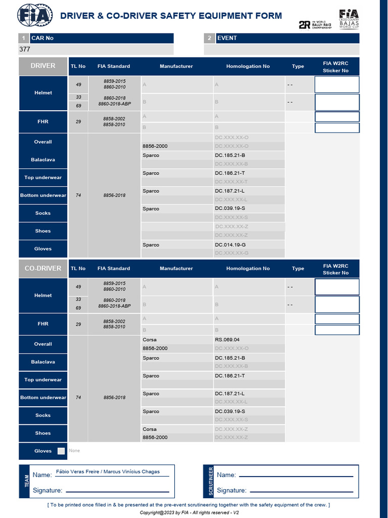 Cross-Country Safety Eq Form V2 | PDF