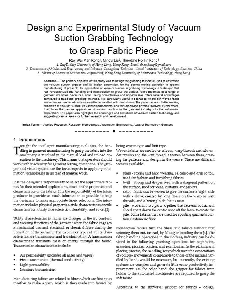 Design and Experimental Study of Vacuum Suction GR | PDF