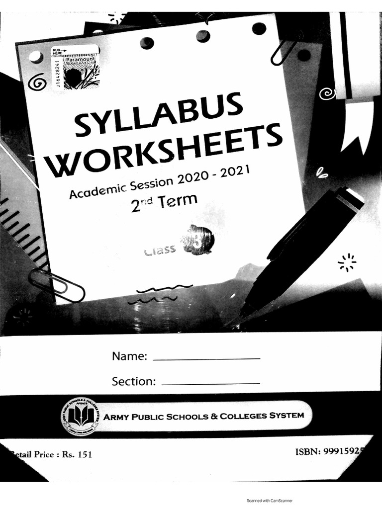 Class 3 Syllabus Worksheet Term 2 Pdf