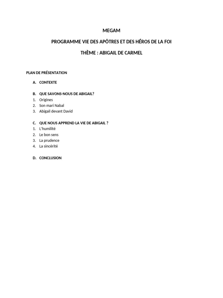 ABIGAIL Heros de La Foi | PDF