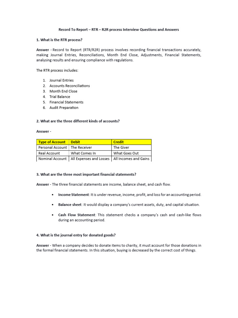Record To Report Interview Q A 1721626672 | PDF