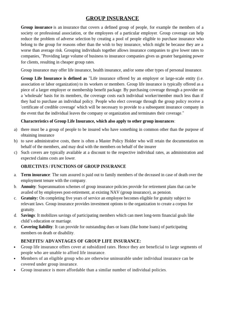 Group Insurance | PDF