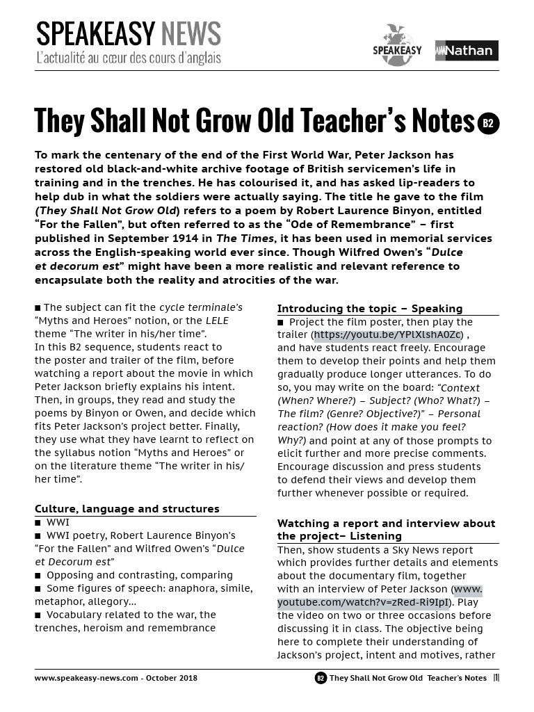 Teacher's Notes on 