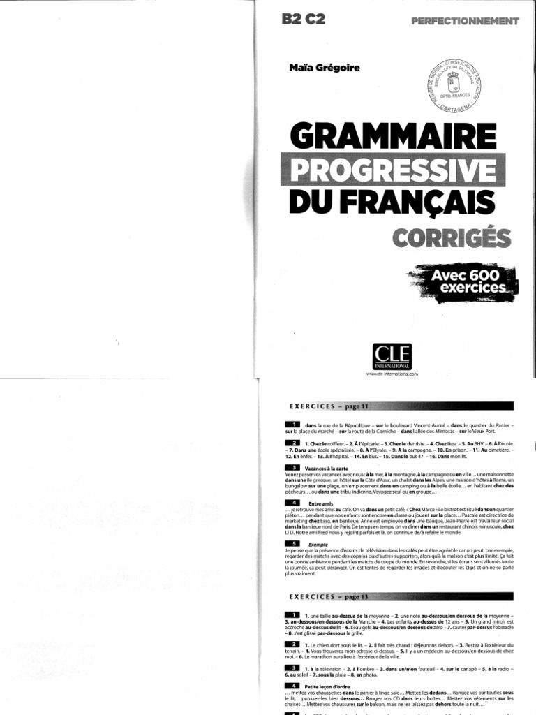 Grammaire Progressive B2C2 Corrigés | PDF