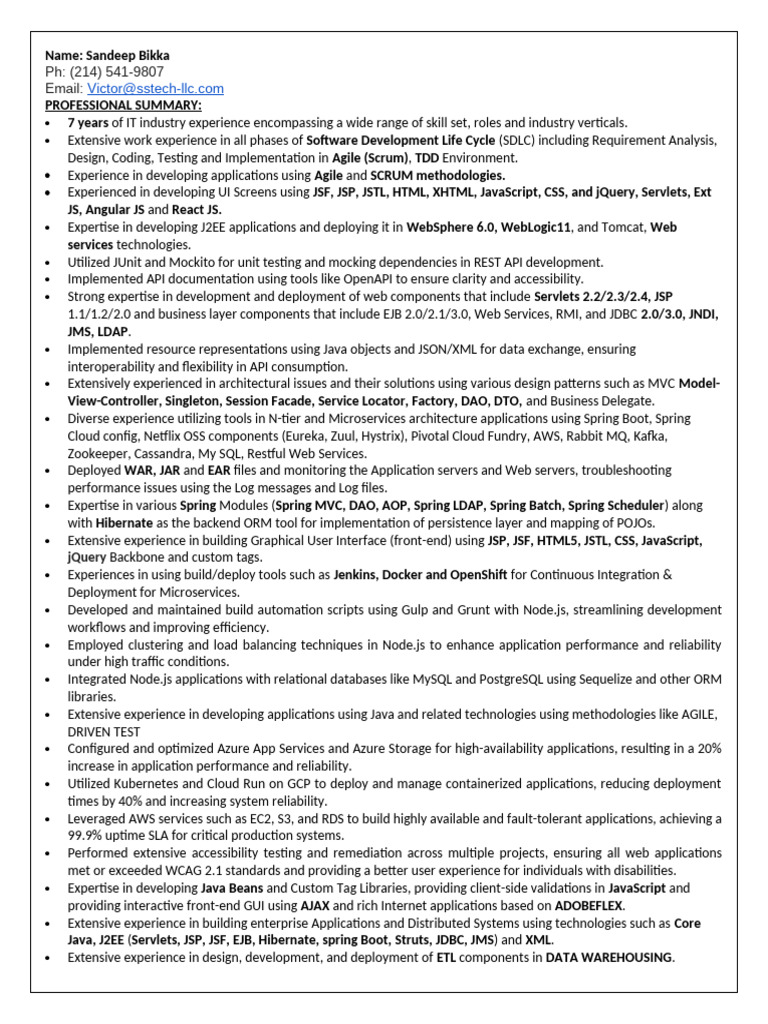 Sandeep - Bikka Full Stack Developer | PDF