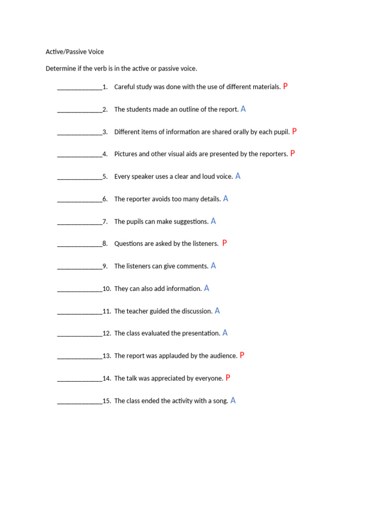 Active-And-Passive-Voice-Answer Key | PDF