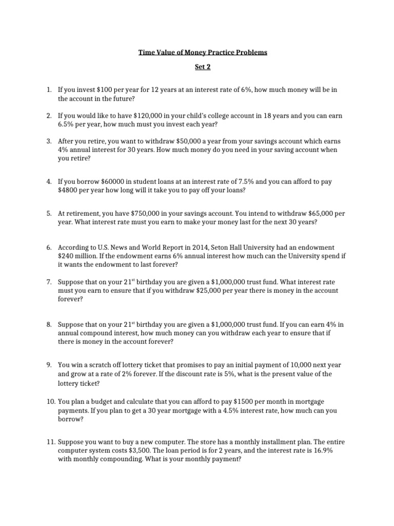 1 - TVM Practice Problems 2 | PDF