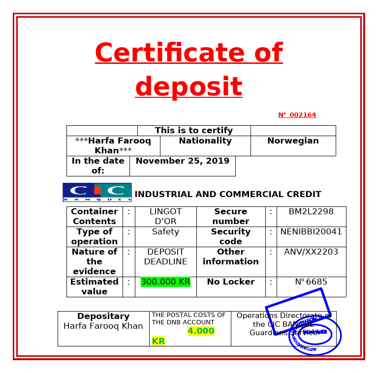 Certificate of Deposit 2 | PDF