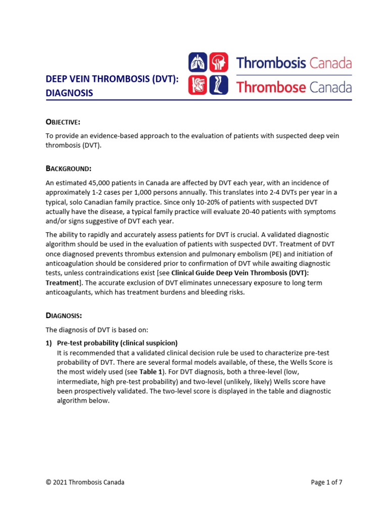 Deep Vein Thrombosis Diagnosis - 20july2021 | PDF