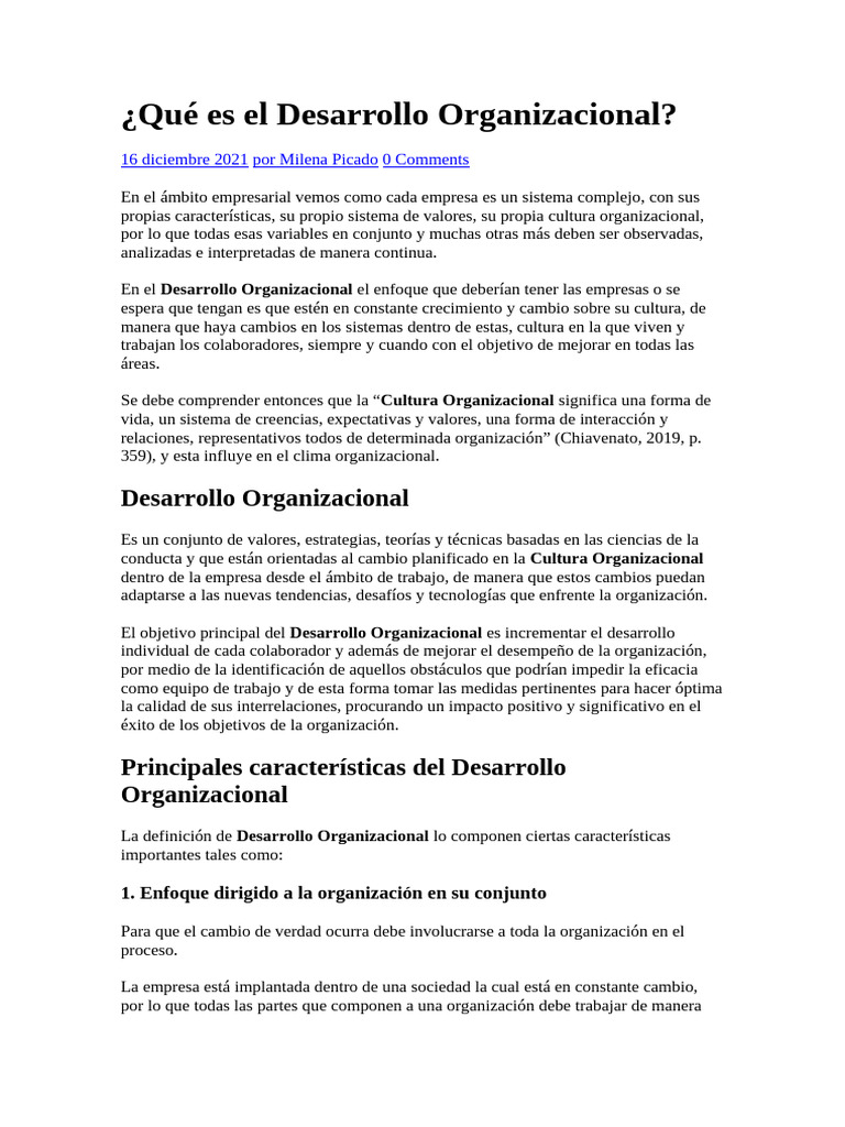 Qué Es El Desarrollo Organizacional | PDF