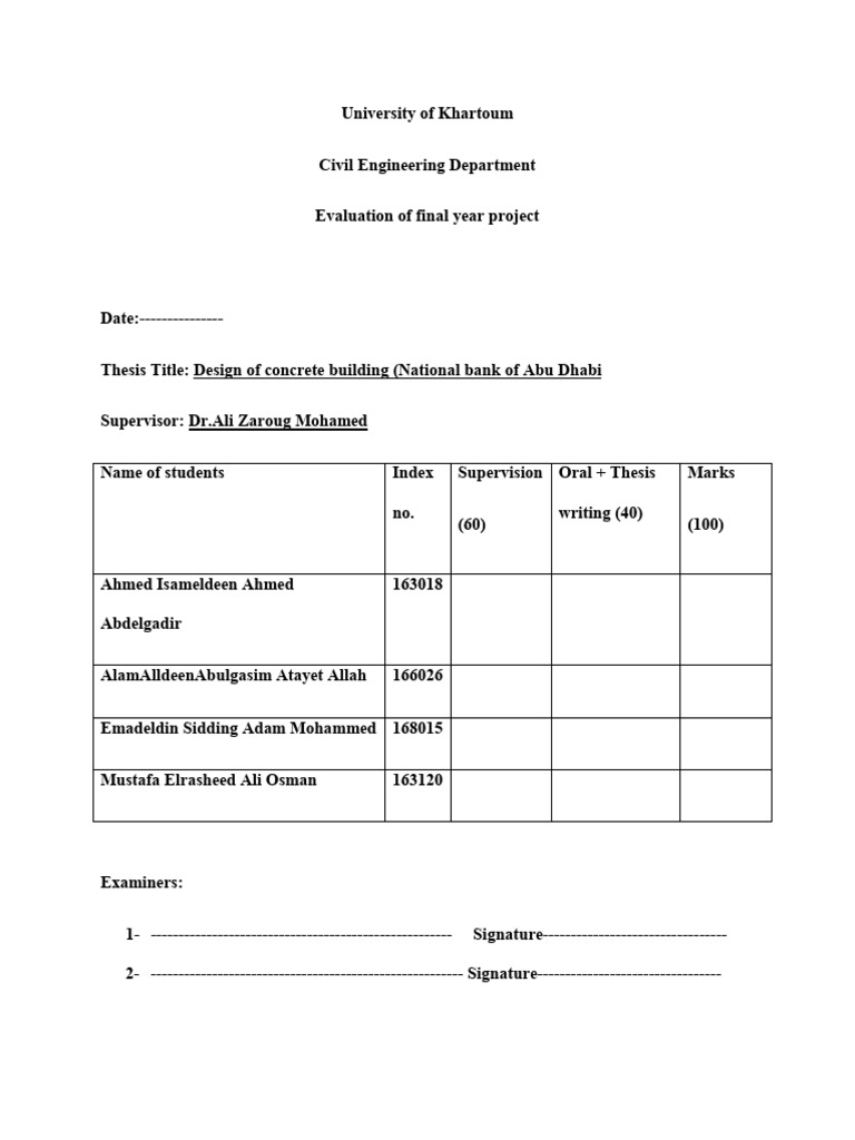 Evaluation of Final Year Project | PDF