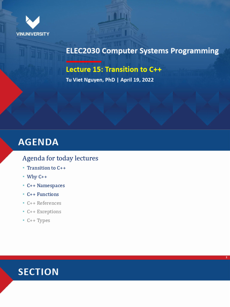 ELEC2030 CSP - Lecture 15 - Introduction To C++ | PDF