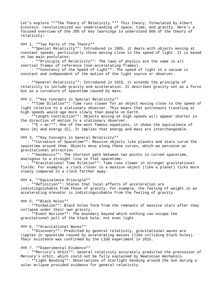 The Theory of Relativity | PDF