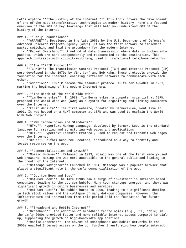 The History Of The Internet Pdf