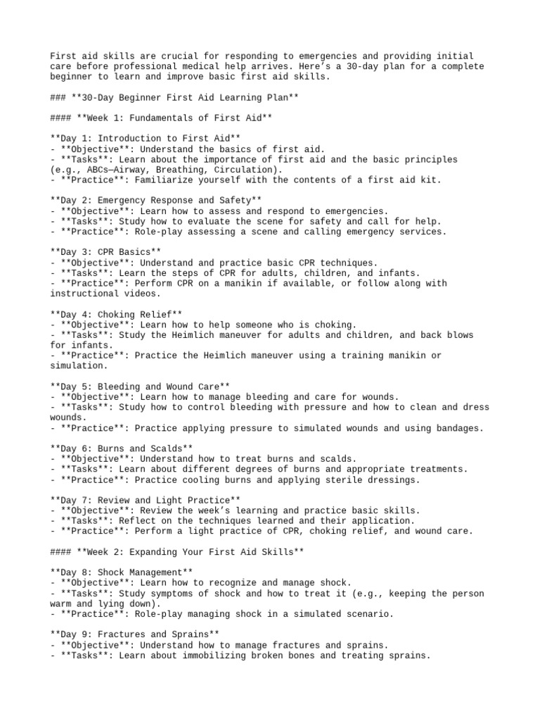 Basic First Aid Skills Pdf
