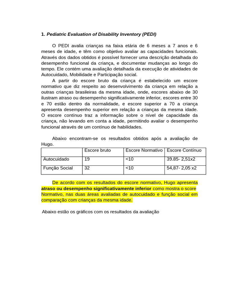 Pediatric Evaluation of Disability Inventory | PDF