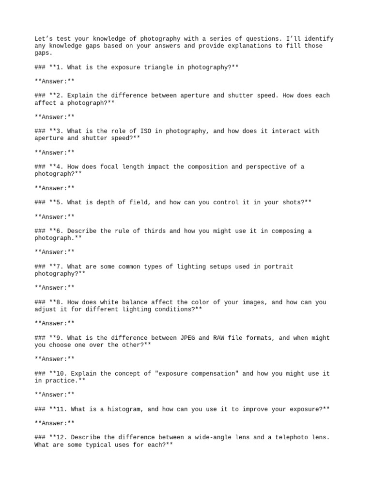 Let's Test Your Knowledge of Photography | PDF