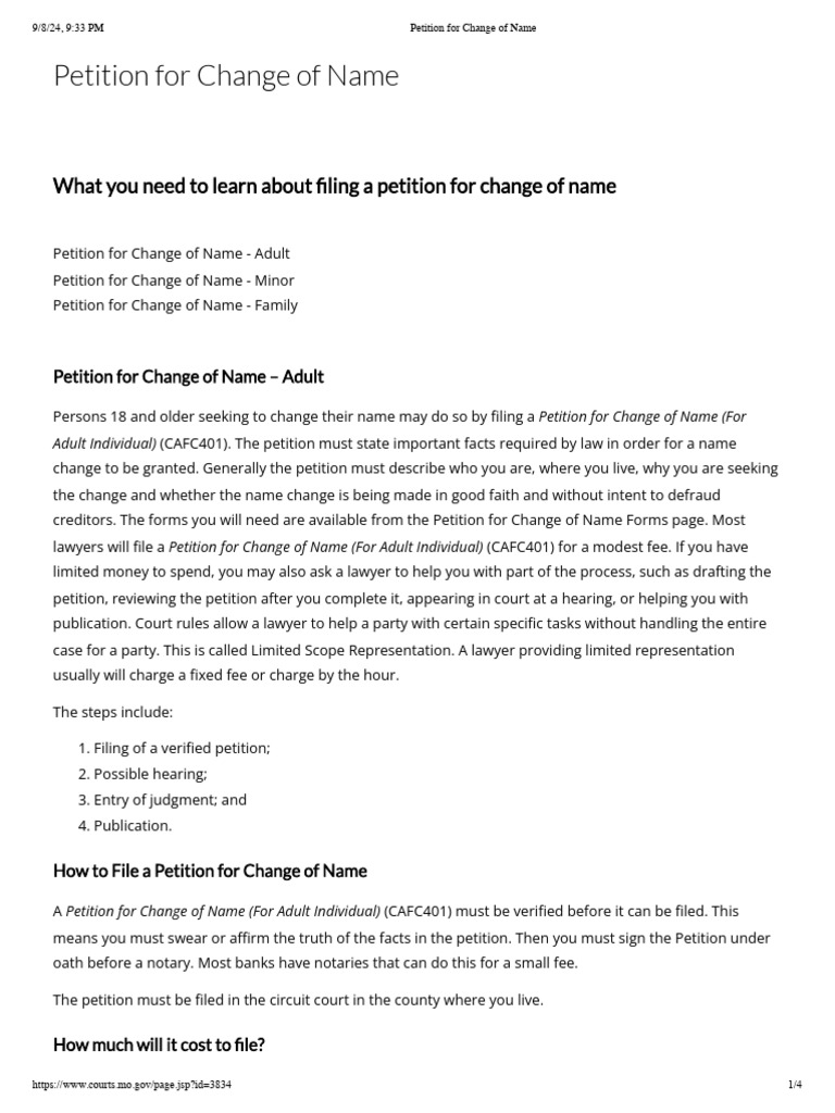 Petition For Change of Name | PDF