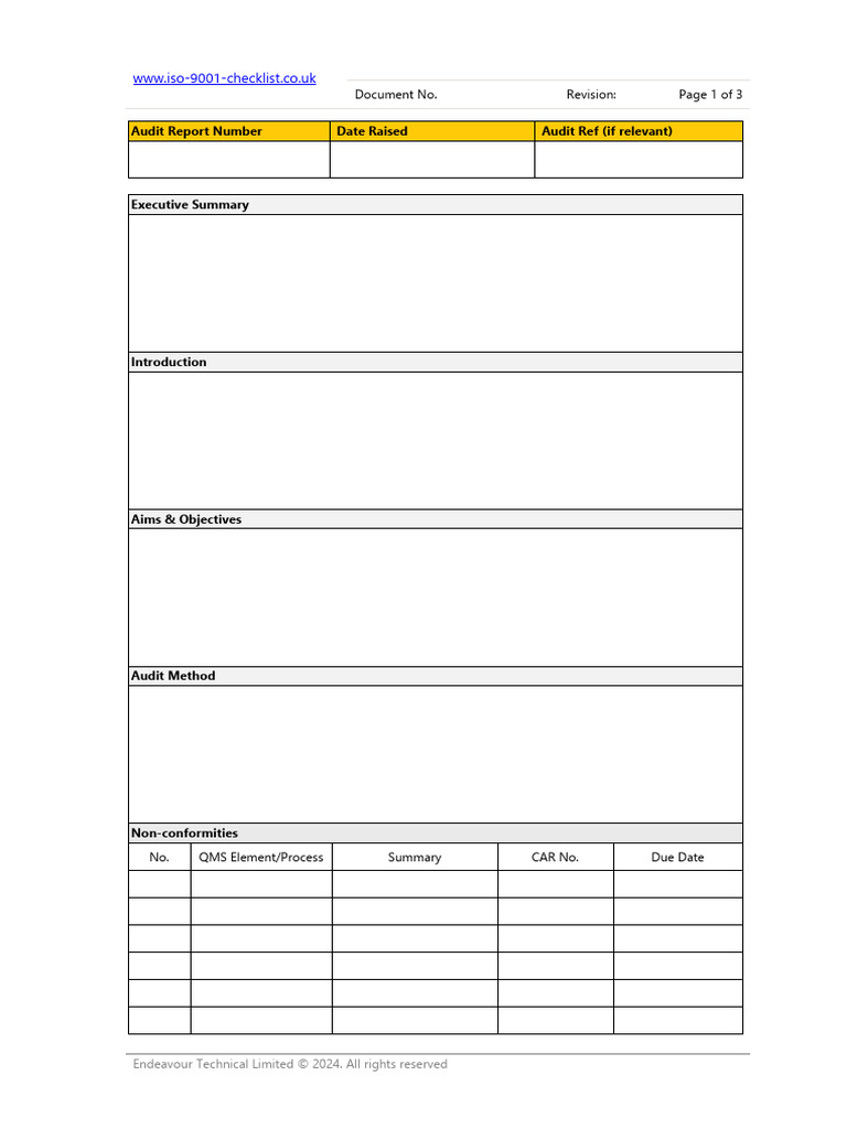 ISO 9001 2015 Internal Audit Report Sample | PDF