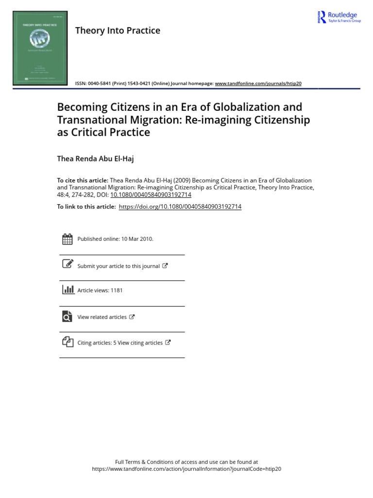 Becoming Citizens in An Era of Globalization and Transnational ...