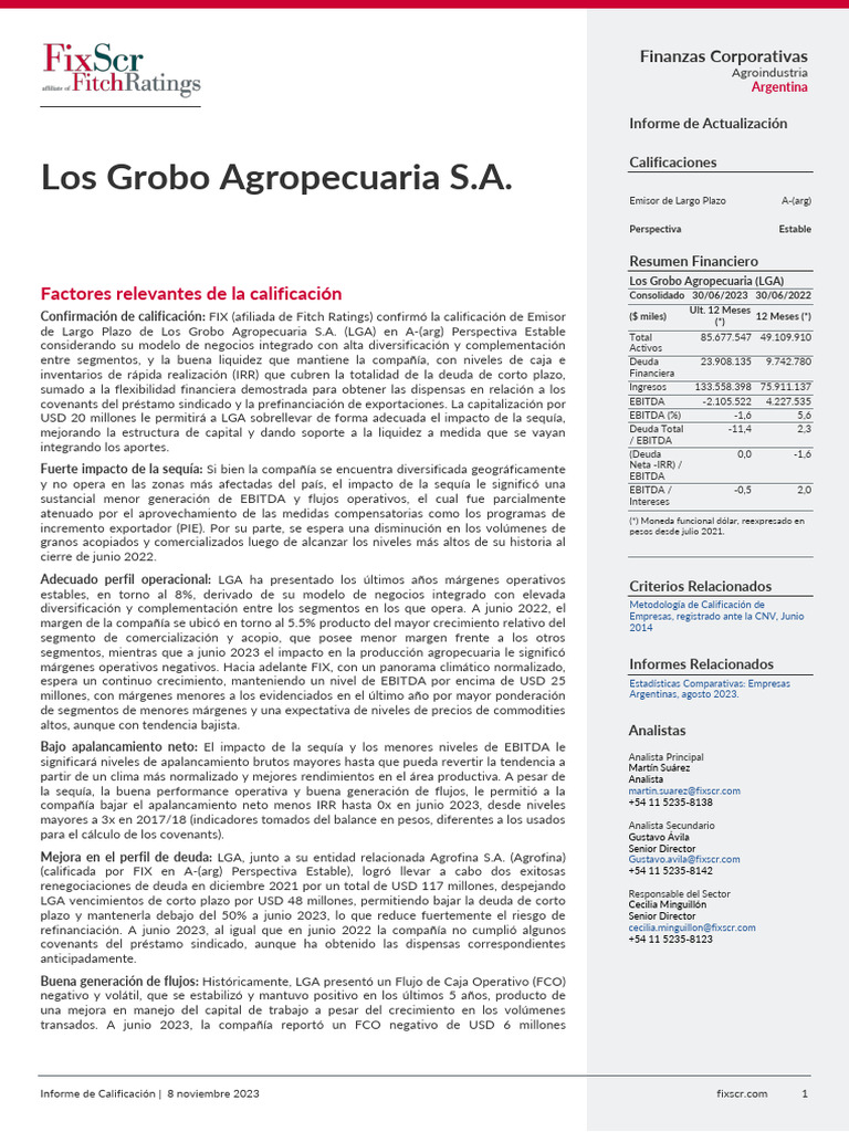 Los Grobo Agropecuaria S.A. (LOS GROBO) | PDF
