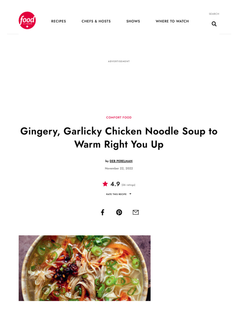 Ginger Garlic Chicken Noodle Soup - Food Network Canada | PDF
