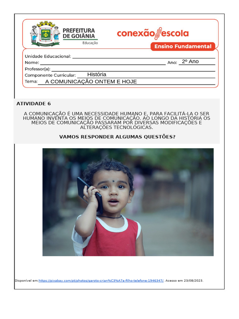 Atividade 6 - A Comunicaã Ã o Ontem e Hoje | PDF