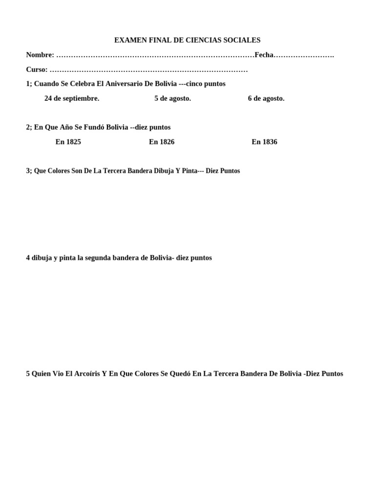 Examen Final de Ciencias Sociales | PDF