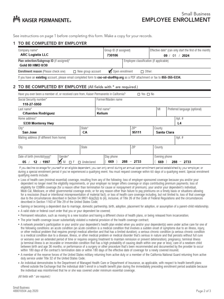 Kaiser and Anthem Enrollment Forms - Encrypted | PDF | Health Insurance ...