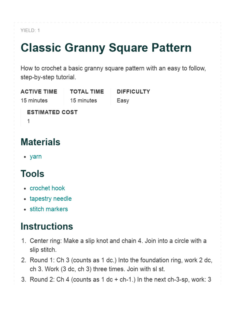 Classic Granny Square Pattern - Sarah Maker | PDF