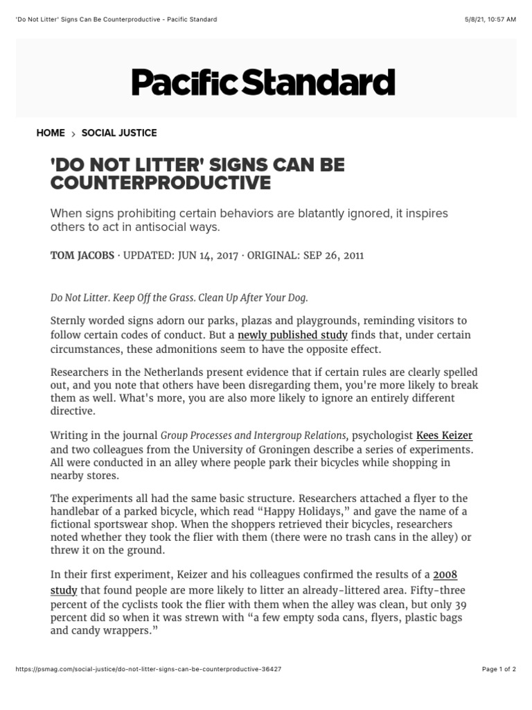 Counterproductive Litter Signs | PDF | Social Science