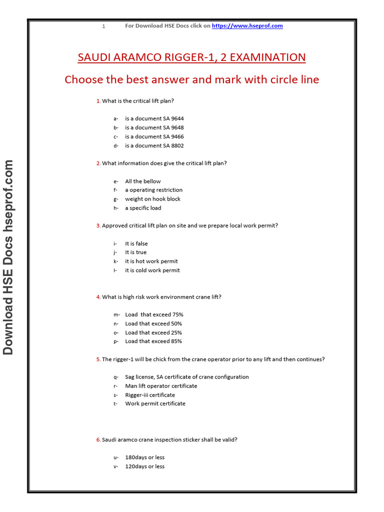 Rigger Level 1 Question Answer S 1724681556 | PDF