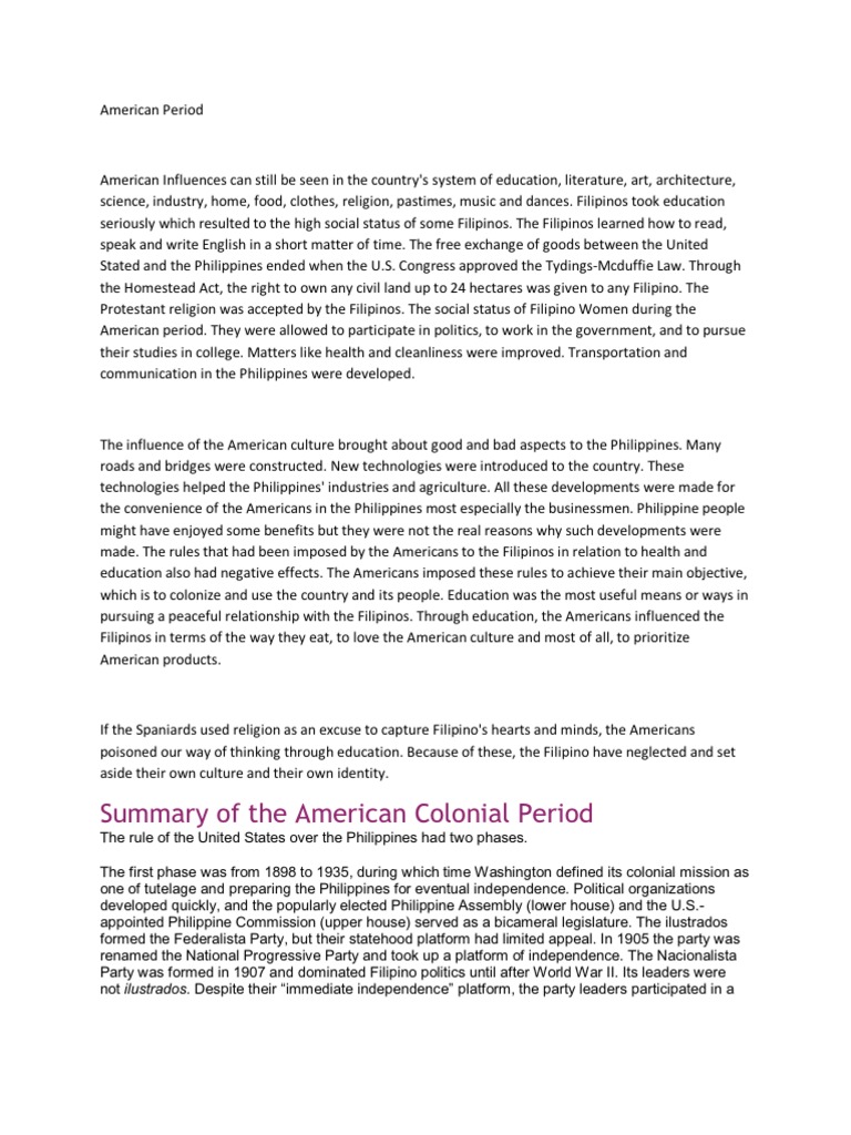 American Period in the Philippines | PDF | Philippines | The United States