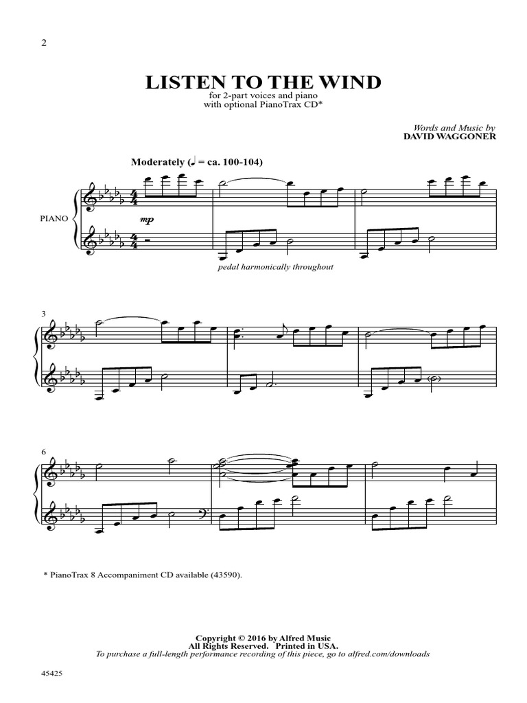 Listen To The Wind Arr. David Waggoner 2pt | PDF | Box Zithers