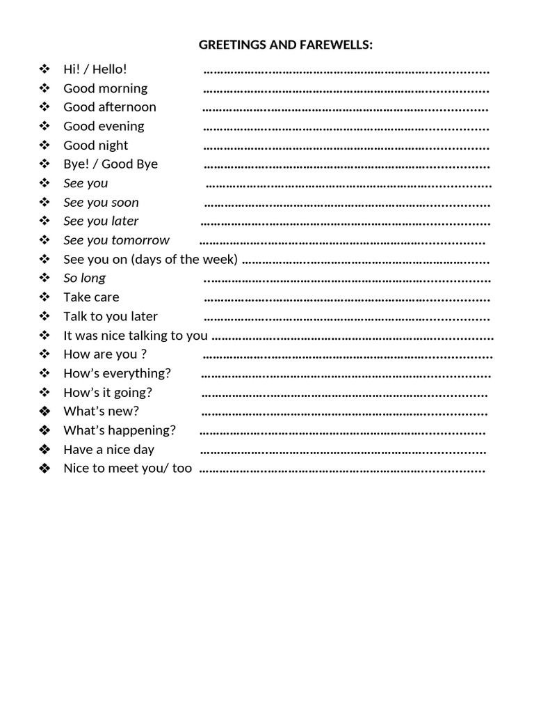 Greetings And Farewells Pdf