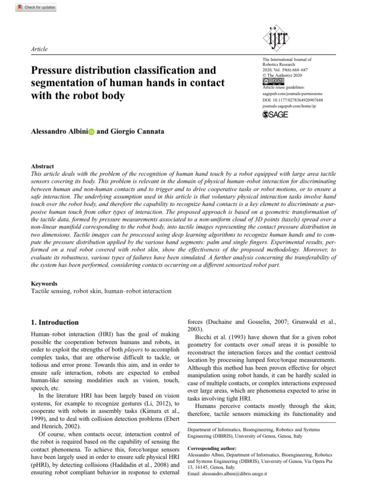 Human Hand Touch Recognition in Robots | PDF | Science & Mathematics