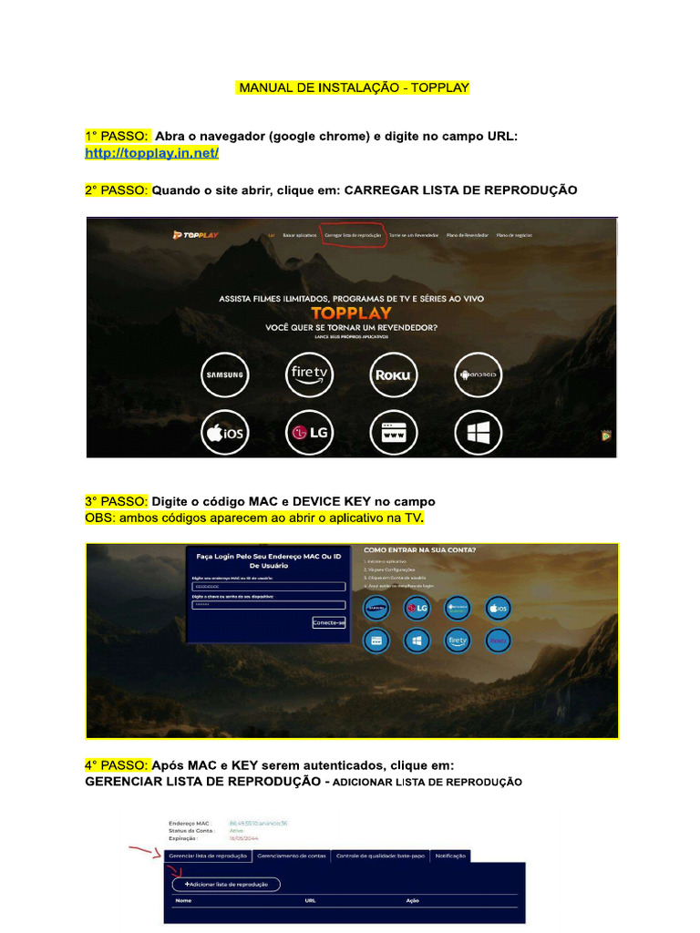 Manual de Instalação Topplay | PDF