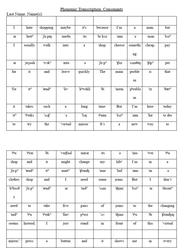 Phonemic Transcrition Vowels | PDF
