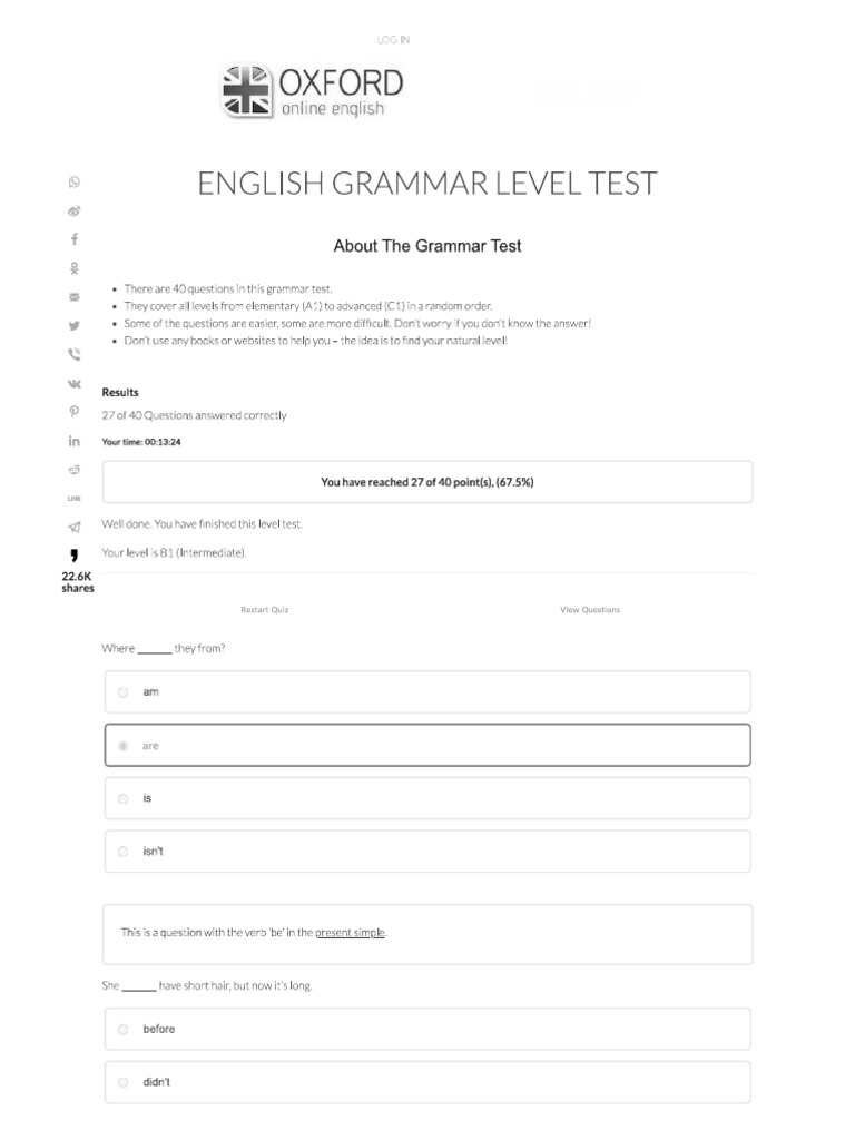 Grammar Test | PDF