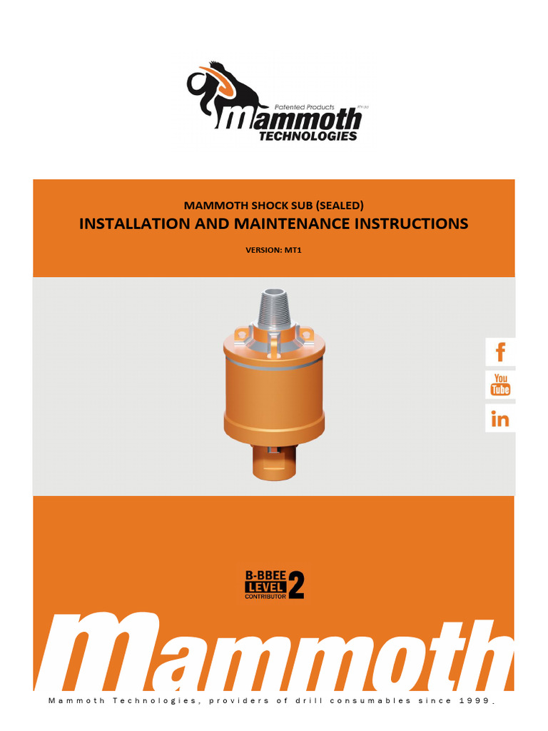 Mammoth Shock Sub Installation Guide | PDF | Drilling | Computers