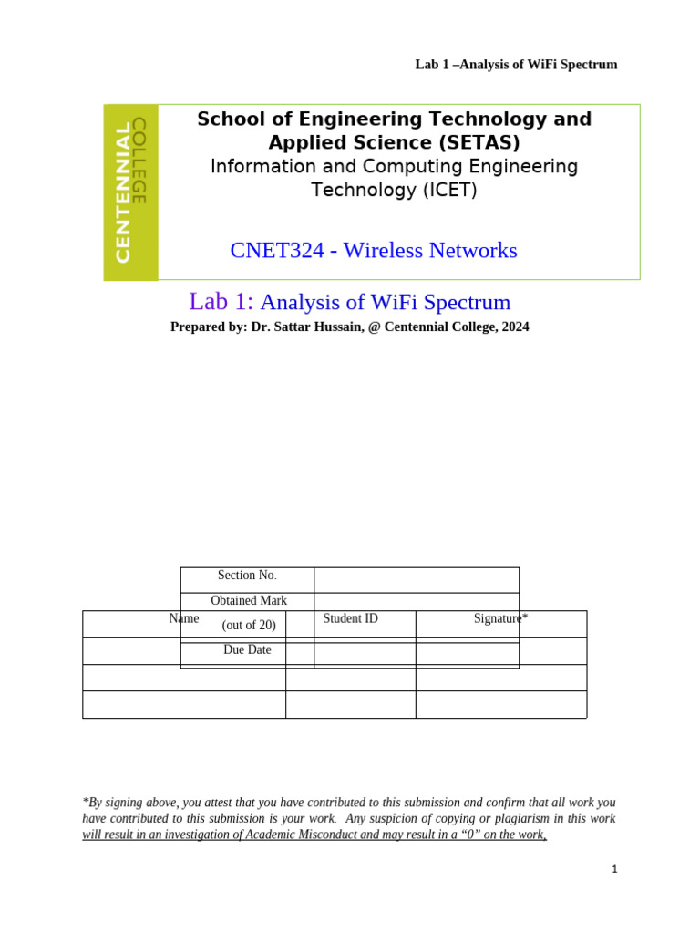 WiFi Spectrum Analysis Lab Report | PDF | Wi Fi | Ieee 802.11