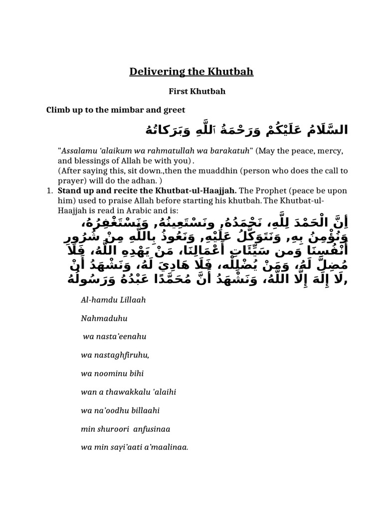 Delivering The Khutbah Print | PDF