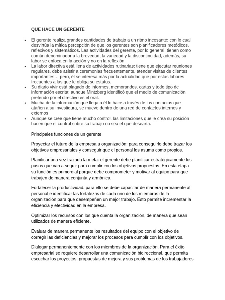 Roles de Gerente | PDF