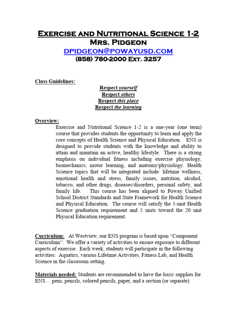 Revised ENS Course Outline Spring 2022 | PDF