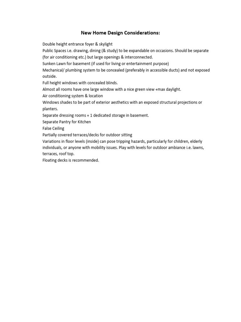 New Home Design Considerations | PDF