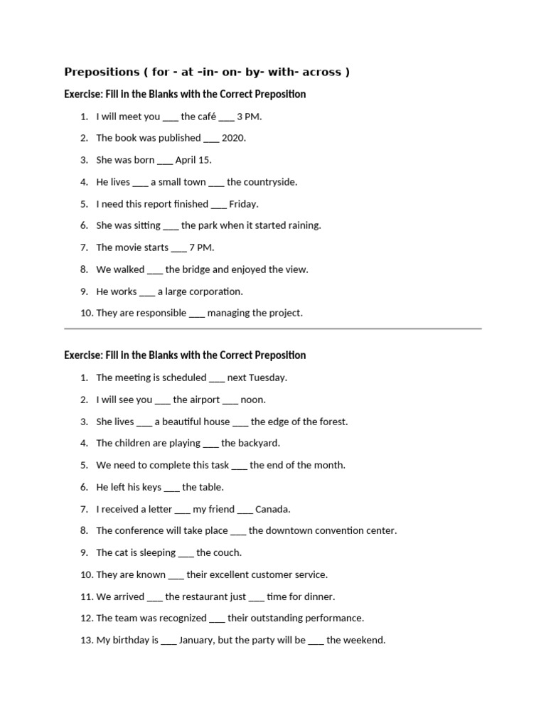 English Preposition Pdf